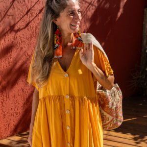 Vestido Beija Flor Ocre